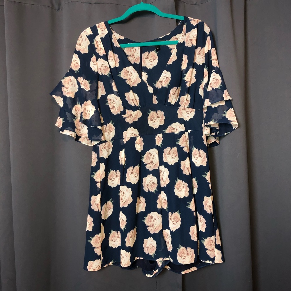 FINAL Topshop romper floral blue pink women 10